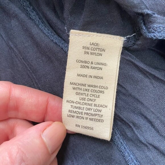 NWOT Indigo Thread Lace Jersey Dip Dye Maxi Dress XS Ombre Fairy Whimsigoth Boho - Picture 10 of 13